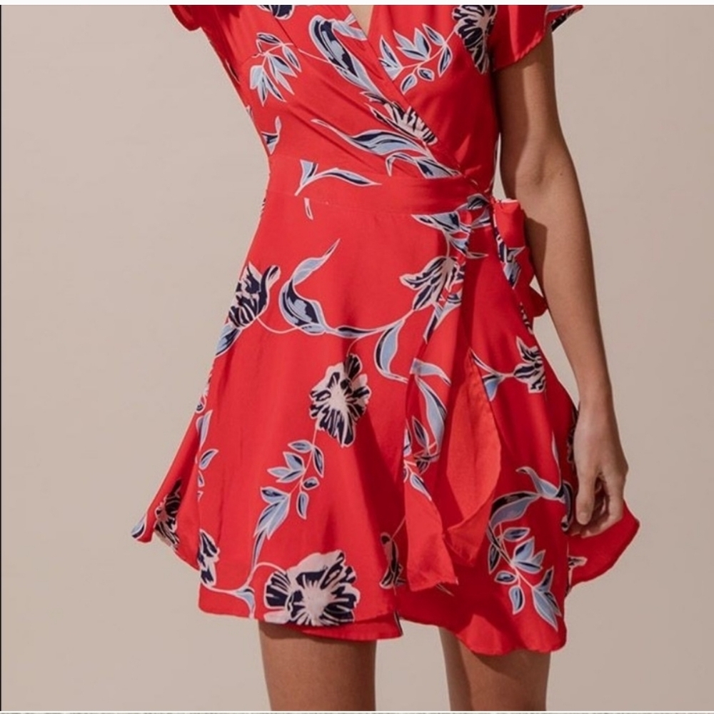 Anthropologie Red Floral Mini Dress - Picture 6 of 8